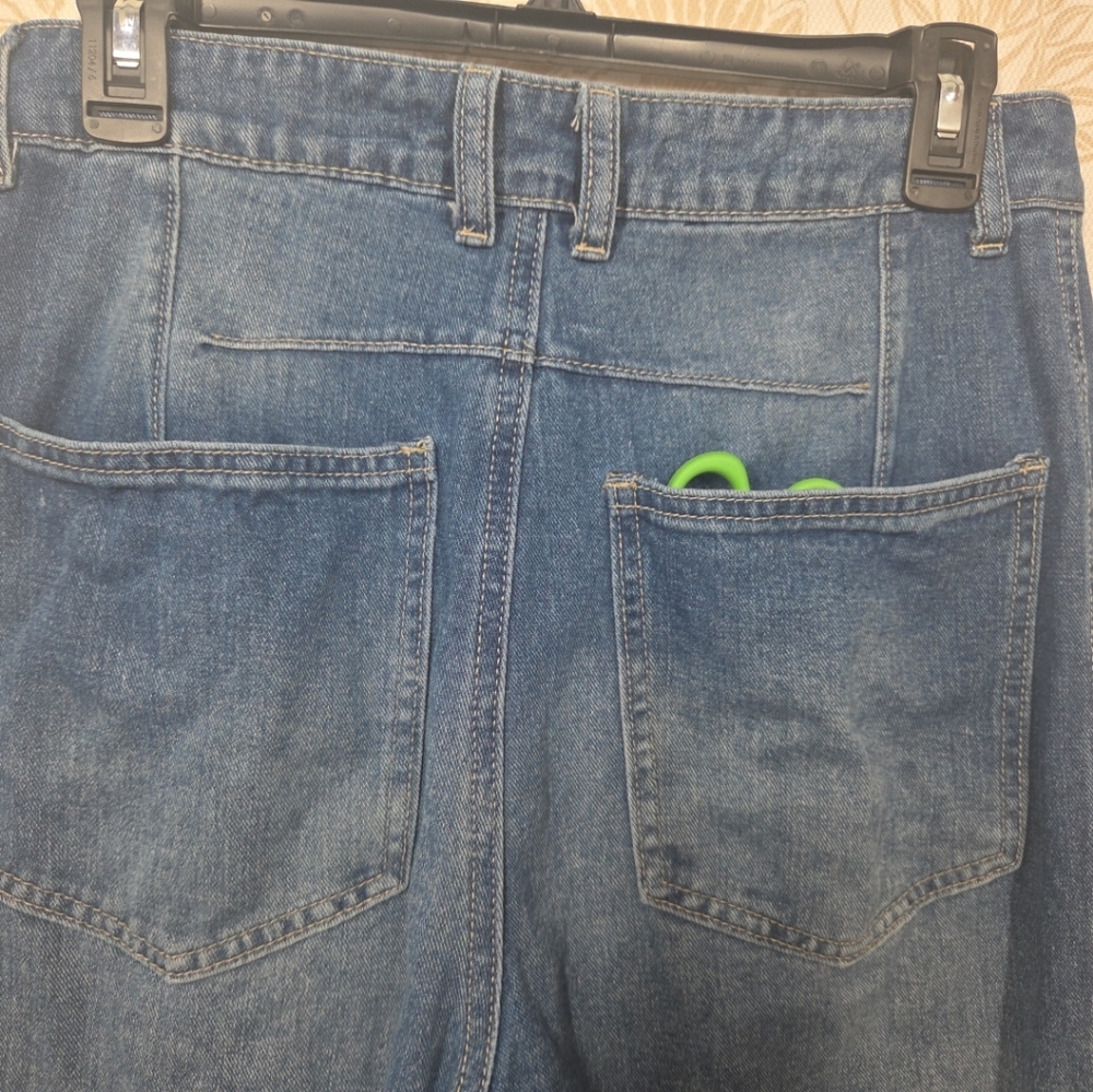 UNBRANDED WOMENS SLOUCHY BARREL 5 POCKET JEANS sz 8 EUC 90s BOHO DENIM DISTRESS - Picture 12 of 12